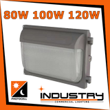 80W / 100W / 120W Power and Color Selectable Low Profile Wall Pack with Photocell